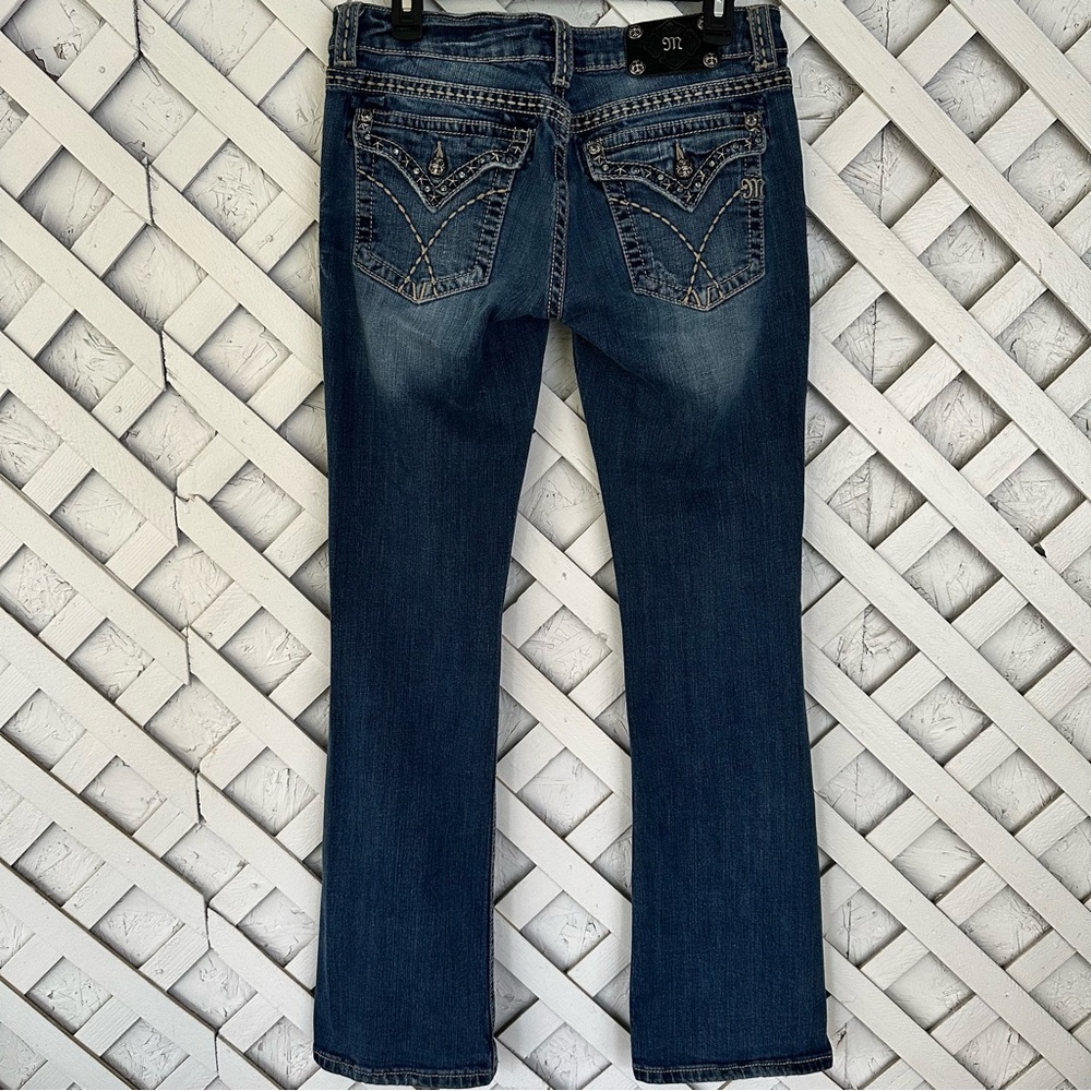 Miss Me Bootcut Jeans Sz 31 Star Studs Embellished Big Stitching Low Rise